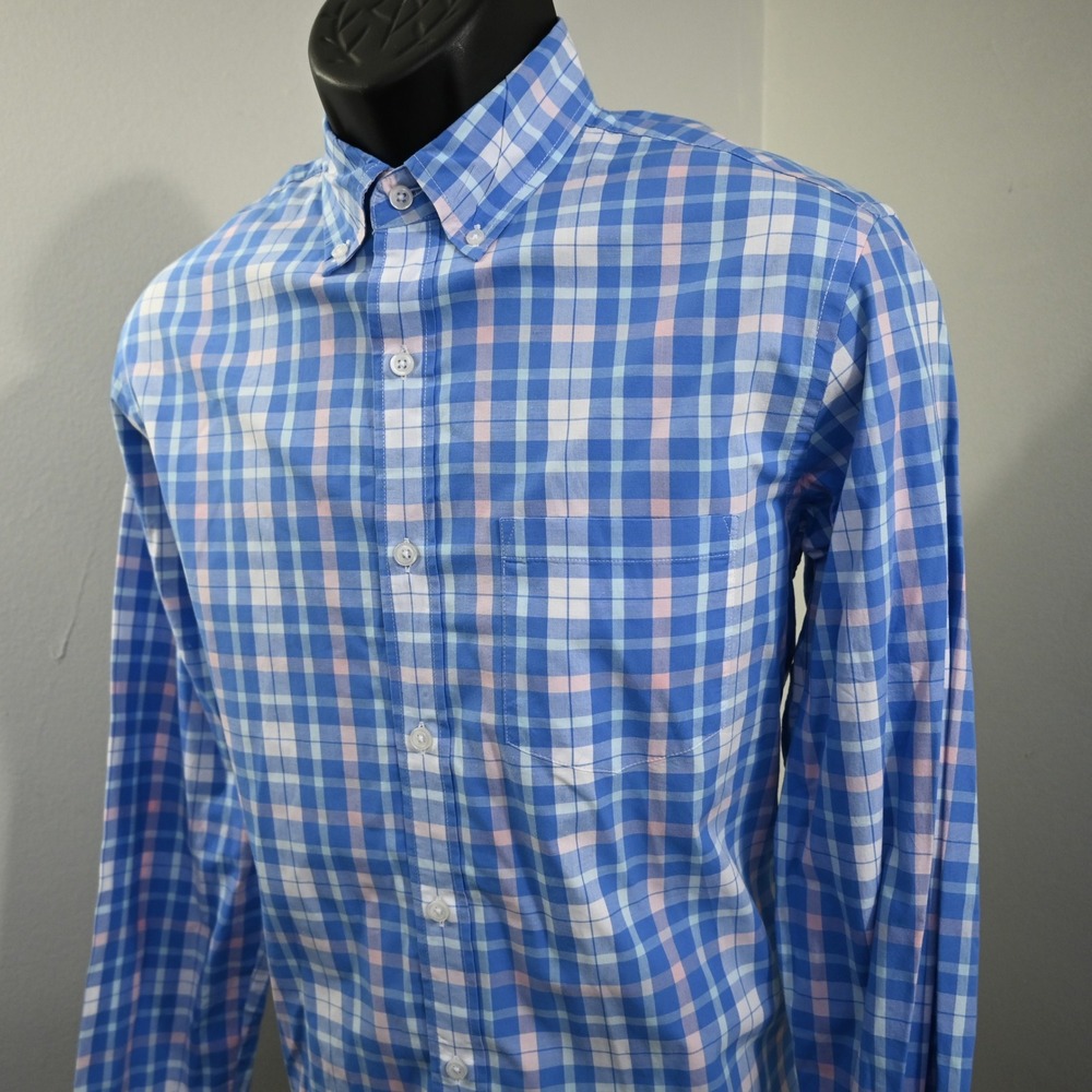 J.Crew Button Down Mens M Slim Blue Plaid Flex Washed Long Sleeve Shirt